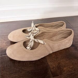 ZARA Split Suede Lace-Up Ballerinas ballet flats beige 41